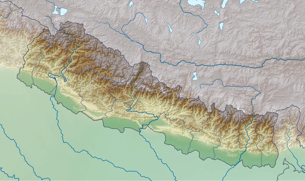 Mapa fyzickej nepál