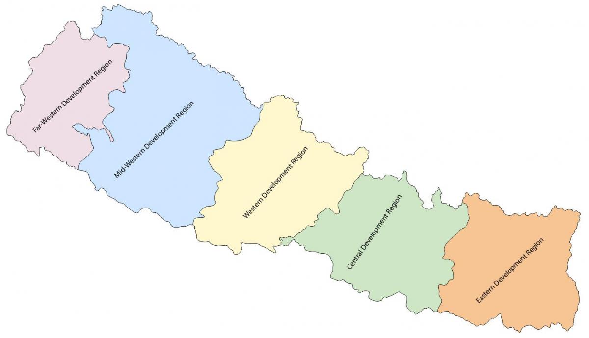 mapa nepál s piatimi rozvoj regiónu