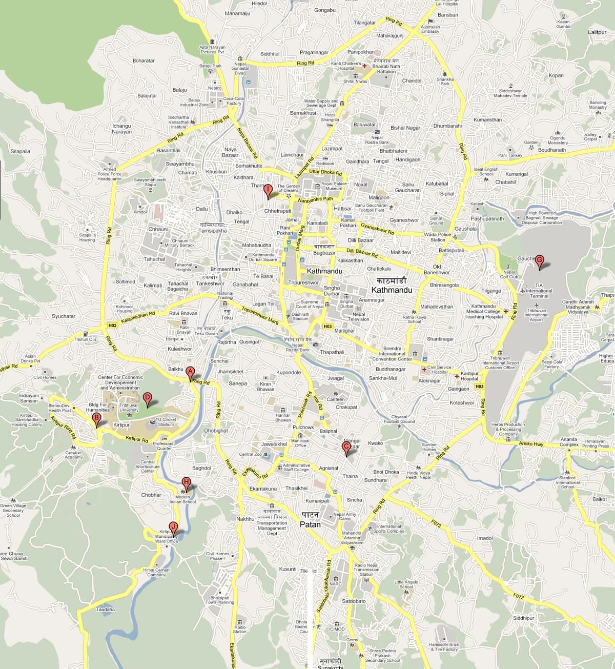 Mapa ktm nepál