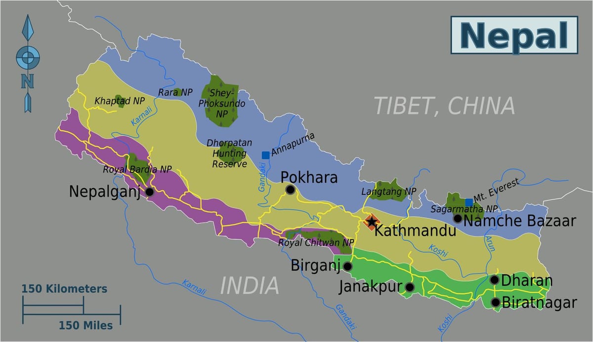 mt everest nepál mapu