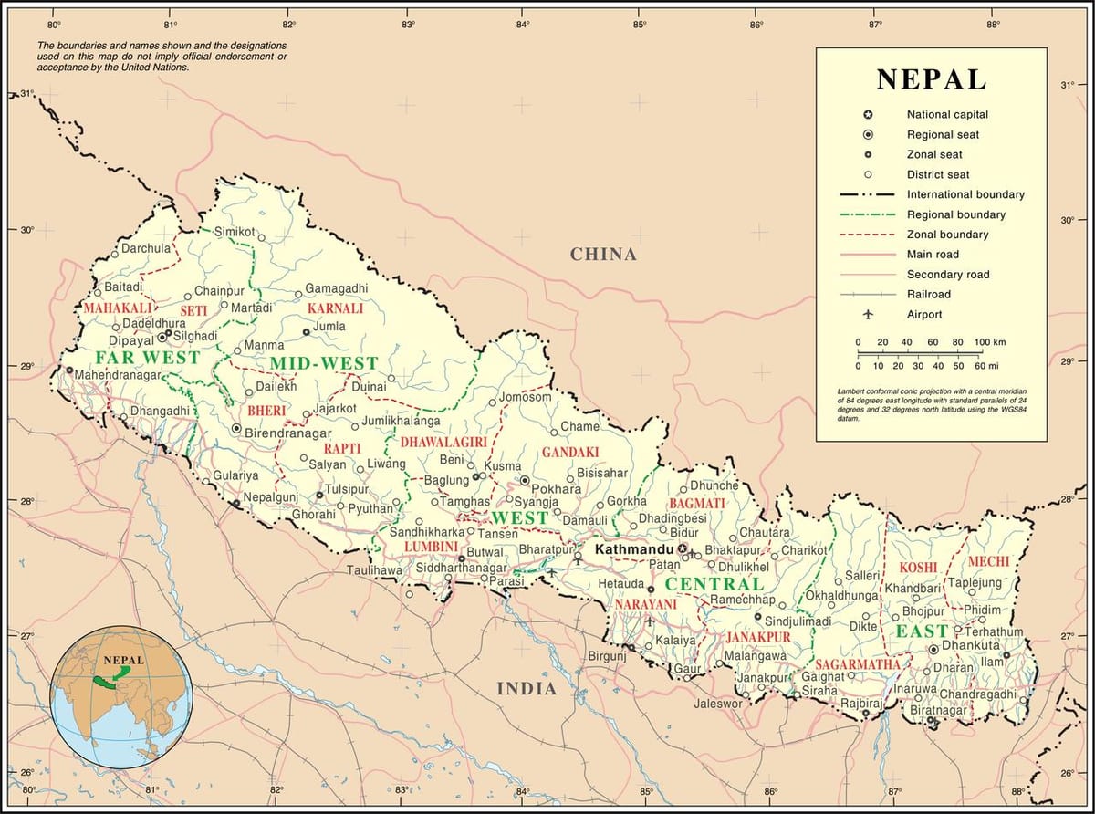 železničná mapa nepál