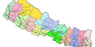 Mapa nepál s hlavnými ťahmi