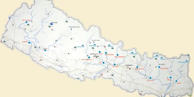 Mapa nepál s jazierkami