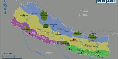 Mapa pôvodné nepál