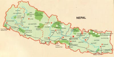 Mapa turistických pokhara v nepále